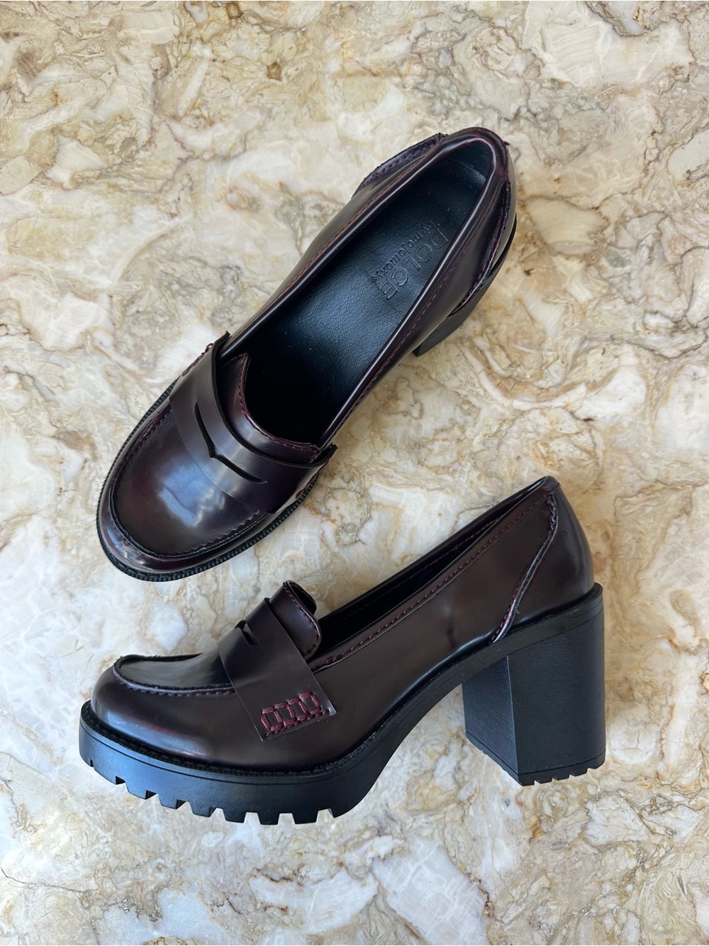 NEW Platform Penny Lug Loafers Dolce Mojo Moxy Oxblood Burgundy 8 Y2K Chunky